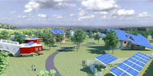 Pictrographic view of city powered with solar power solutions from leading UPS manufactures
